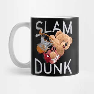 teddy bear cartoon playing basketball Mug